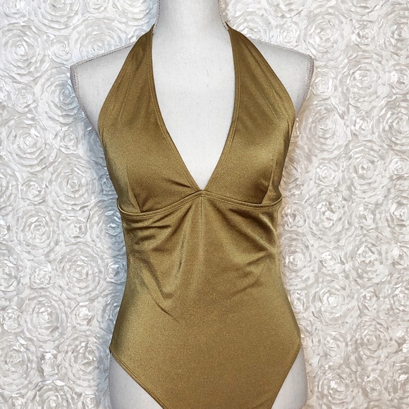 Shape FX Other - Shape FX One Piece Deep V Halter Swimsuit